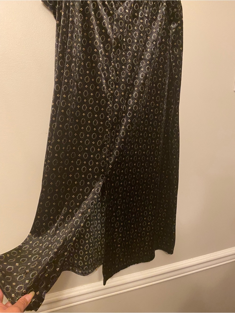 Black Patterned Maxi Skirt with Subtle Shimmer
